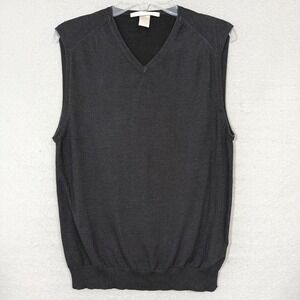VTG Perry Ellis Men V-Neck Sweater Vest Size M Silk Blend 90s Academia Preppy